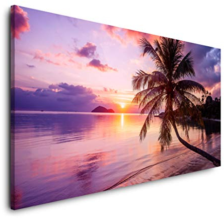 schöner Sonnenuntergang 120x 60cm Panorama Leinwand Bild XXL Format Wandbilder Wohnzimmer Wohnung Deko Kunstdrucke