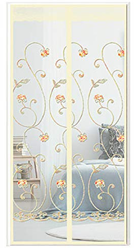 GettyGears Zanzariera Magnetica Per Porte Finestre Ignifuga Tenda Zanzariera Con Magneti Rete Anti Zanzare Zanzariera 100x220cm Versione Ricamo Giallo