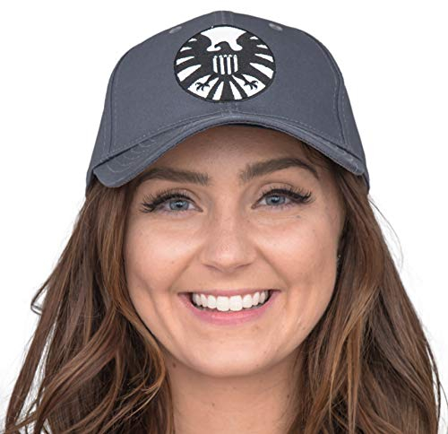 Marvel Shield Cosplay Carol Danvers Captain Verstellbare Snapback Baseballkappe Hut Grau Medium, grau, 56