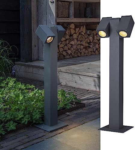 SLV THEO PATHLIGHT | Stehleuchte, LED Außen-Beleuchtung für Wege, Wände, Eingänge, Outdoor Garten-Lampe, Außenleuchte, Standleuchte |quadratisch, IP44, 2xGU10, anthrazit