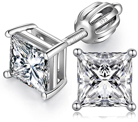 Diamond Earrings Men Zirconia Stud Earrings Hypoallergenic Earring 925 Sterling Silver Studs For Men Women White Gold Nickle Free Cz Earring Studs 6mm