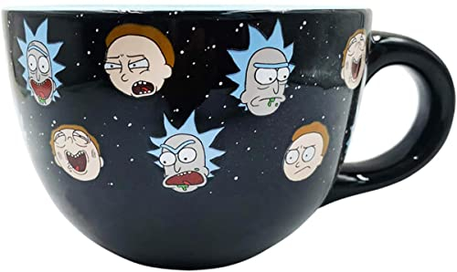 Silver Buffalo Rick and Morty Heads Line Up Taza de sopa de cerámica, 24 onzas