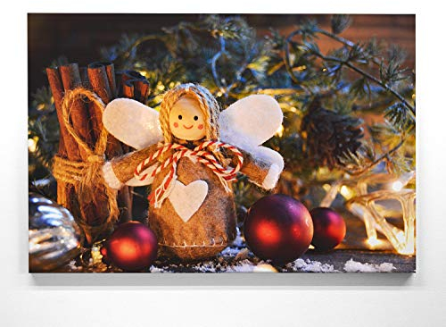 Bezauberndes Wandbild zu Weihnachten, Engel gebastelt - als großes XXL Leinwandbild 120x80cm. Ideal als Hintergrund und Dekoration für Wohnzimmer & Schlafzimmer. Aufgespannt auf 2cm Holzrahmen