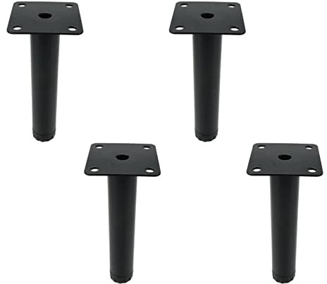 Quluxe Lot de 4 pieds de meubles réglables en métal de 14 cm, pieds de rechange pour canapé, chaise, ottomane, noir