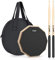 LOLUNUT Pad d'entraînement à la batterie silencieux double face en caoutchouc souple avec baguettes de batterie en bois massif Bleu 20,3 cm