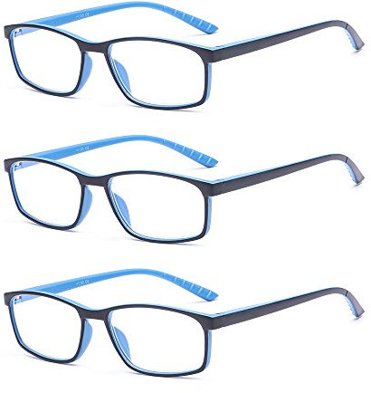 Suertree Blaulicht Leserille 3 Pack Blaulichtfilter Brille Computerbrille Sehhilfe Augenoptik Lesehilfe für Damen Herren 2.5x