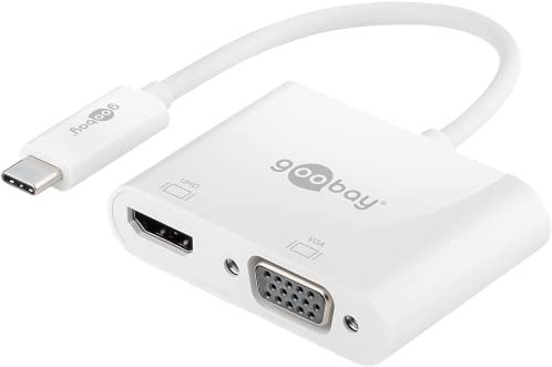 goobay 52430 Multiport Adapter USB-C auf HDMI + VGA - Auflösung bis 4k*2k@60Hz (HDMI) / 1920x1080p@60Hz (VGA) - Spiegelt auf bis zu 3 Bildschirme