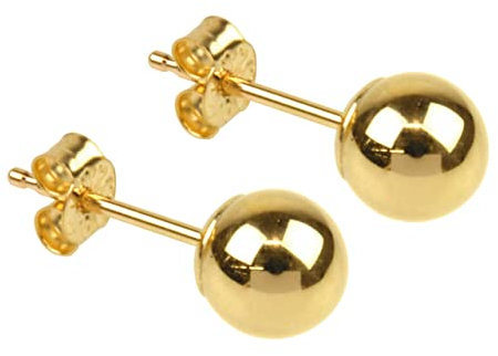 Boucles d'oreilles à tige en or jaune 9 carats avec boule de 5 mm, Or jaune, sans pierre, sans perle