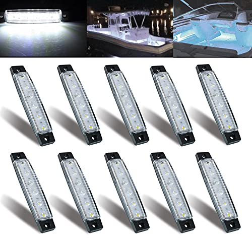 MUSTACT 10 Stück Navigationslicht Für Boote, Wasserdicht 12V Marine Boot LED Navigationslichter Licht Signalleuchte Port Seitenbogen Licht für Boot Yacht (Weiß)