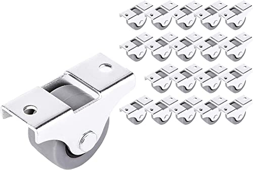 SKIR'CO (20 Stück) Kleine 25mm Möbelrollen Gummirollen Non-Swivel Bockrollen Oneway Direction (20)
