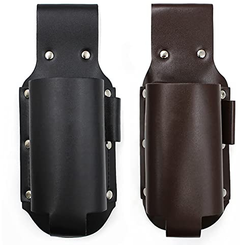 Classic Beer Holster for Men, 2 Pcs Cowboy Leather Beer Holster Portable Bottle Beer Holster Waist Belt(Brown&Black)