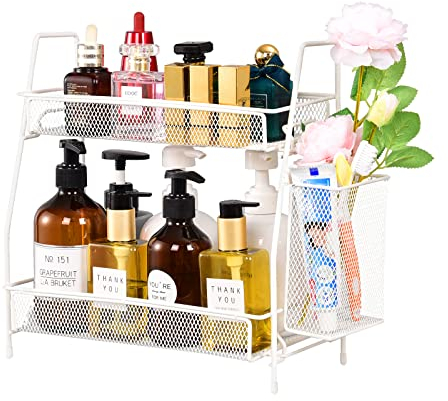 LEMIKKLE Badezimmer Organizer Bad Parfüm Organizer, Arbeitsplatte schminktisch organizer, Metall Gewürzregal, Stehend Aufbewahrung für Badezimmer