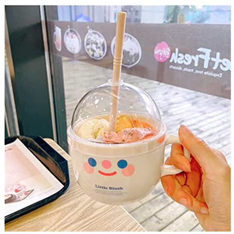 Ryakos Tasse à Eau De Sport 500 ML Kawaii Bol en Plastique Bouteille d'eau avec De La Paille Mignon Portable Petit Déjeuner Tasses À Boire pour Les Filles Enfants Cadeau sans BPA Bouilloire De Sport