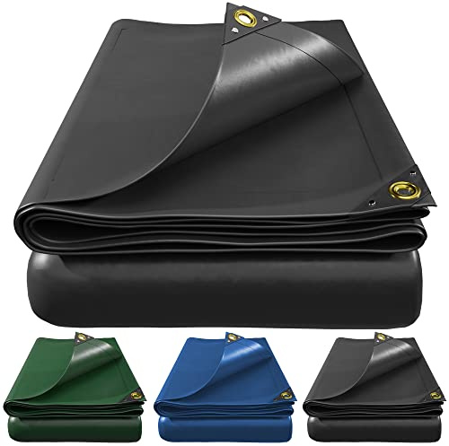 Profi Abdeckplane 650 g/m² Gewebeplane - 10 Jahre Garantie, Massive Schutzplane für Boot, Pool, Wohnwagen, Zeltunterlage, LKW PVC Plane für Camping & Outdoor Garten (anthrazit, 300x400cm - 12m²)