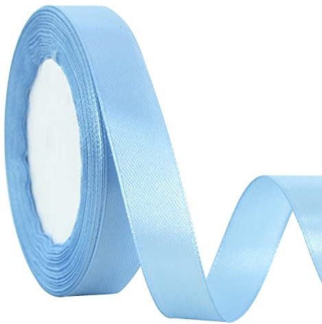 TONIFUL Satinband hellgoldfarben, breit, massives Stoffband für Hochzeit, Auto, Schneiden, Zeremonie, große Öffnung, Stuhlschärpe, Haarnähen, Handwerk, Party, Dekoration-Baby Blau 15mm x22m
