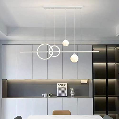 LED Hängeleuchte Modern Dimmbar Esstisch Pendelleuchte mit Fernbedienung Hängeleuchte 36W Höhenverstellbar Kronleuchter für Esszimmer Wohnzimmer Bar Büro lampe (weiß)