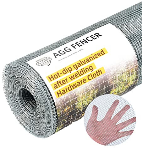 AggFencer Tela de hardware de 1/4 pulgadas 23 Ga galvanizada en caliente después de la soldadura, valla de alambre de gallinero de 16 pulgadas x 25 pies, malla de rollo de valla de alambre de metal
