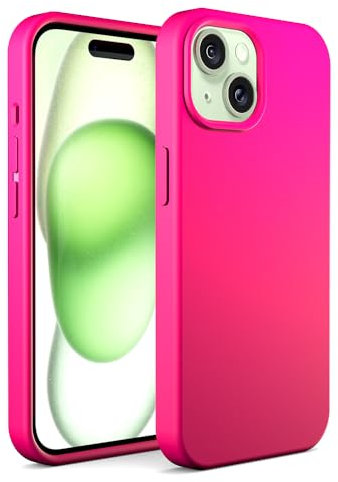 N NEWTOP Custodia Cover Compatibile per iPhone 15 PLUS, ORI CASE TPU Silicone Semi Rigido Colori Fodera Interna Microfibra Morbida Protezione Anti Urto Tocco Liscio Setoso Guscio (Fucsia)