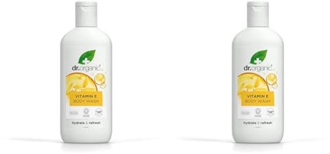 Dr Organic, Vitamin E Body Wash, Natural, Vegan, Cruelty Free, Paraben & SLS Free, Hydrating, 250ml (Pack of 2)
