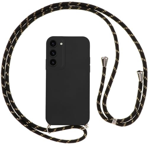 Vauki Coque pour Samsung Galaxy S23 Plus 5G avec Cordon, Etui avec Collier - Tour de Cou Lanière en Corde - Silicone Housse avec Réglable Chaine pour Samsung S23+, Bandouliere - Noir