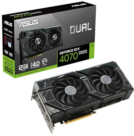 ASUS Dual GeForce RTX 4070 Super Graphics Card (PCIe 4.0, 12GB GDDR6X, DLSS 3, HDMI 2.1, DisplayPort 1.4a, 2.56-Slot Design, Axial-tech Fan Design, Auto-Extreme Technology, and More)