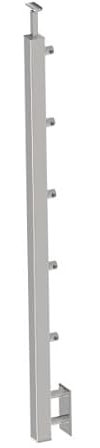 Sellon24® Pali per ringhiera in acciaio inox, ancoraggio laterale, 40 x 40, altezza 1000 mm, con 5 supporti trasversali Ø 12,0, ringhiera V2A, rettificato, K320 (AJP-BR100-5D12)