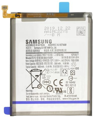 Genérico Batterie d'origine EB-BA515ABY de Remplacement pour Samsung (A515F) Galaxy A51 / (Capacité 4000 mAh) / Nouvelle Fabrication/Service Pack