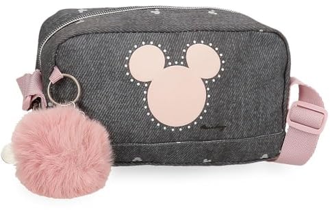 Disney Joumma Bags, Mickey Studs, Federmäppchen, Kinder-Kulturbeutel, aus Polyester., Schwarz, Umhängetasche