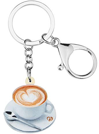 WEVENI Acrylic Coffee Cup Spoon Keychains for Women Teen Girls Birthday Party Accessories Purse Wallet Charms