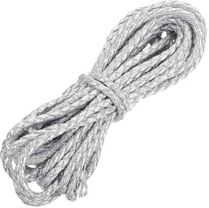 QUARKZMAN Corda in Pelle, 5,47 Iarde 3mm Dia Stringa di Filo Intrecciato PU per Borse Borsette Lacci Scarpe Creazioni Fai da Te Braccialetti, Argento