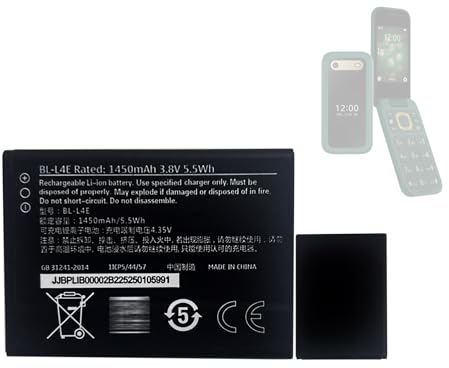 HIGHAKKU Ersatzakku BL-L4E kompatibel mit No-kia 2660 TA-1480 Flip Phone & 8210 Mobile Phone
