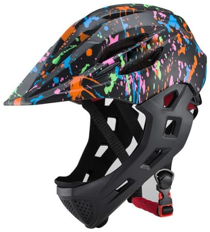 Lixada Casco integrale da bici per bambini, leggero, staccabile, con luce LED, per MTB, skateboard, scooter, pattinaggio, ciclismo, 46-54 cm