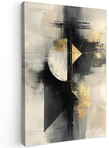 MuchoWow© Leinwandbild Groß 80x120 cm XXL Dekoration Wohnzimmer Bilder Pictures Wall Decoration Living Room Wohnungs Deko Moderne Bild Kunst - Modern - Luxus - Gold - Schwarz