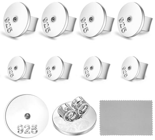 925 Verschlüsse für Ohrstecker Ohrring, 8 Stück Ohrringverschlüsse Silber, Ohrstecker Verschluss 2 Größe, Ohrring Verschluss Schmetterlings Verschlüsse mit Poliertuch - für DIY Ohrhänger