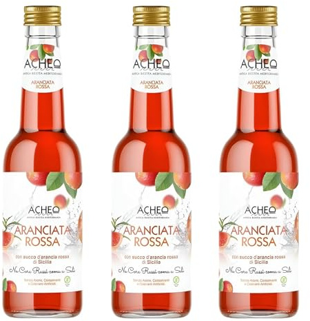Acheo Bibita Analcolica in Confezione da 3 Bottiglie da 275 ml per aperitivi, feste e weekend (Aranciata Rossa)