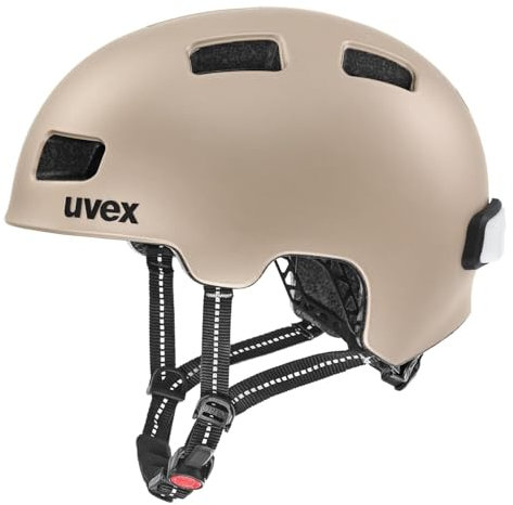 uvex City 4 - Leichter City-Helm für Damen und Herren - individuelle Größenanpassung - inkl. LED-Licht - Soft Gold matt - 55-58 cm