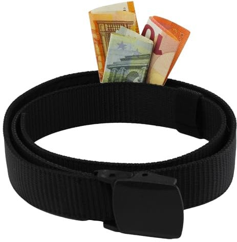 Evergreen Labs Cintura Da Viaggio Con Nascondiglio Segreto - Marsupio Da Viaggio Antifurto Con Cerniera Interna, Scomparto Segreto Per Nascondere I Soldi - Portafoglio Da Viaggio Nascosto Lungo 107 cm