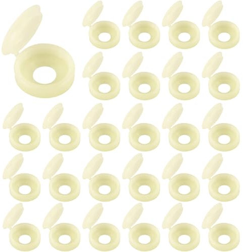 LICQIC 50 PCS Screw Cover Caps, Plastic Hinged Screw Cover Caps, Small Screw Caps for M4 - M6 Screws (Cream Color)