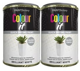 PEBBLE HUG Brilliant White Gloss Paint, DIY Enthusiasts, Quick Drying, Ideal For Interior And Exterior Use, Metal, Wood, Furniture, Painting Trim, Long-Lasting Finish, 300ml, (2 Pcs)