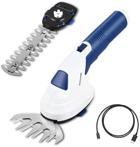 Gxpjycfob 2 en 1 Cisaille à Gazon sans Fil, 7.2V Taille Haie Batterie avec 2 Lames, USB Rechargeable, Largeur/Longueur de Coupe 10 cm/18 cm, Coupe Haie sans Fil pour Arbustes, Jardin, Gazon, Pelouse