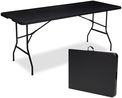 Brixy Klapptisch für Camping und Garten, robuster Falttisch aus HDPE, 180 x 70 x 74 cm, Schwarz