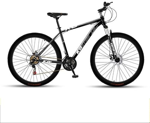 TgGreat Bicicleta De MontañA De 27,5 Y 29 Pulgadas, Bicicleta Gravel, De Acero Al Carbono, Freno De Disco Horquilla De SuspensióN con Guardabarros Asiento Ajustable,Black-29inch/24speed
