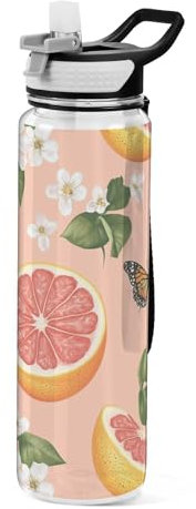 famyily Fresh Grapefruit Fruit Peach Sports Water Bottles Tritan Reusable Water Bottle with Bpa Free for Travel 32oz