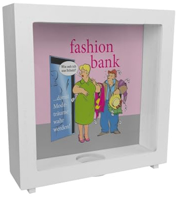 Fashion Bank Rahmen Spardose aus Holz - Modeträume Werden wahr! Für modebewusste Sparfüchse - lustige Fashion-Rahmen Spardose aus Holz
