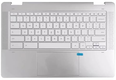 RTDPART Laptop Palmrest&Keyboard For HP Chromebook X360 14A-CA0000 M15337-001 with white keyboard&backlit United States US Silver