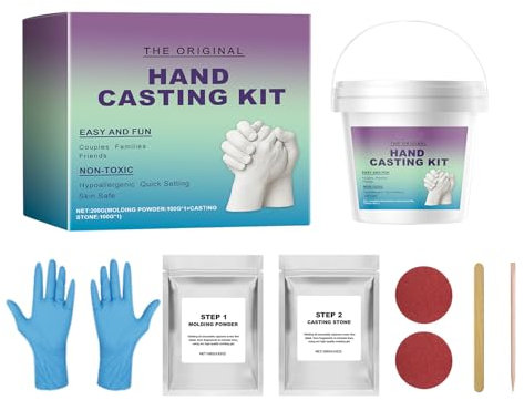 Hand Molds Casting Kit, Wedding Hand Molding Kit, Romantic Sculpture Set, Includes Gloves, Easy-to-Use, Ideal For Couples, Men, Women, Boyfriend & Girlfriend
