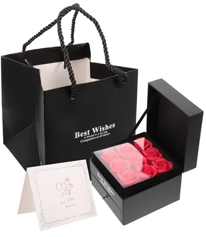Gadpiparty Ewige Rosen Geschenkbox mit Roten Rosen Zweistöckige Schmuckbox mit Romantische Dekoration für Valentinstag Muttertag Hochzeit und Geburtstagsgeschenk