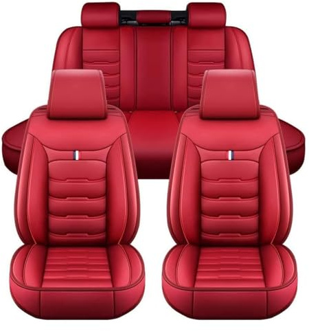 ZARUXCHA Auto Sitzbezüge für Opel Mokka X 2016-2021, Leder Autositzbezüge Sets, 5 Sitzer Schonbezüge Sitzschoner Vorne Hinten Wasserdicht Sitzauflage Accessories(Red)