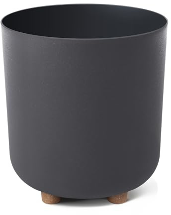 LAMELA Kunststoff Blumentopf rund mit Füßen, Ø 19 cm, 4,5 L - Anthrazit | UV- und frostbeständig, minimalistisches Design - für innen und außen, ein dekorativer Blickfang das ganze Jahr