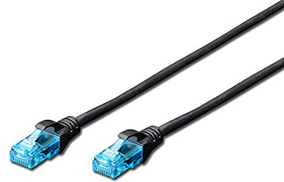 DIGITUS Câble LAN Cat 5e - 0,5m - RJ45 Câble réseau - U/UTP Non blindé - Compatible Cat-6 & Cat-5 - Noir